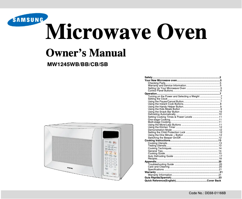 Page n°1 - Manuel utilisateur Samsung MW1245CB