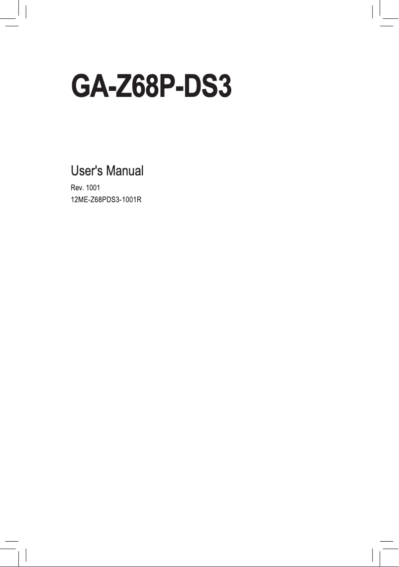 Page n°1 - Manuel utilisateur Gigabyte GA-Z68P-DS3