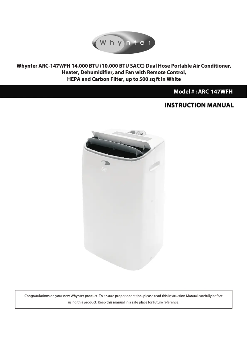 Page 1 de la notice Manuel utilisateur Whynter ARC-147WFH