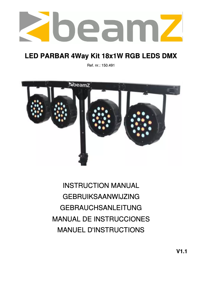 Page n°1 - Manuel utilisateur BeamZ LED Parbar 4-Way Kit 150.491