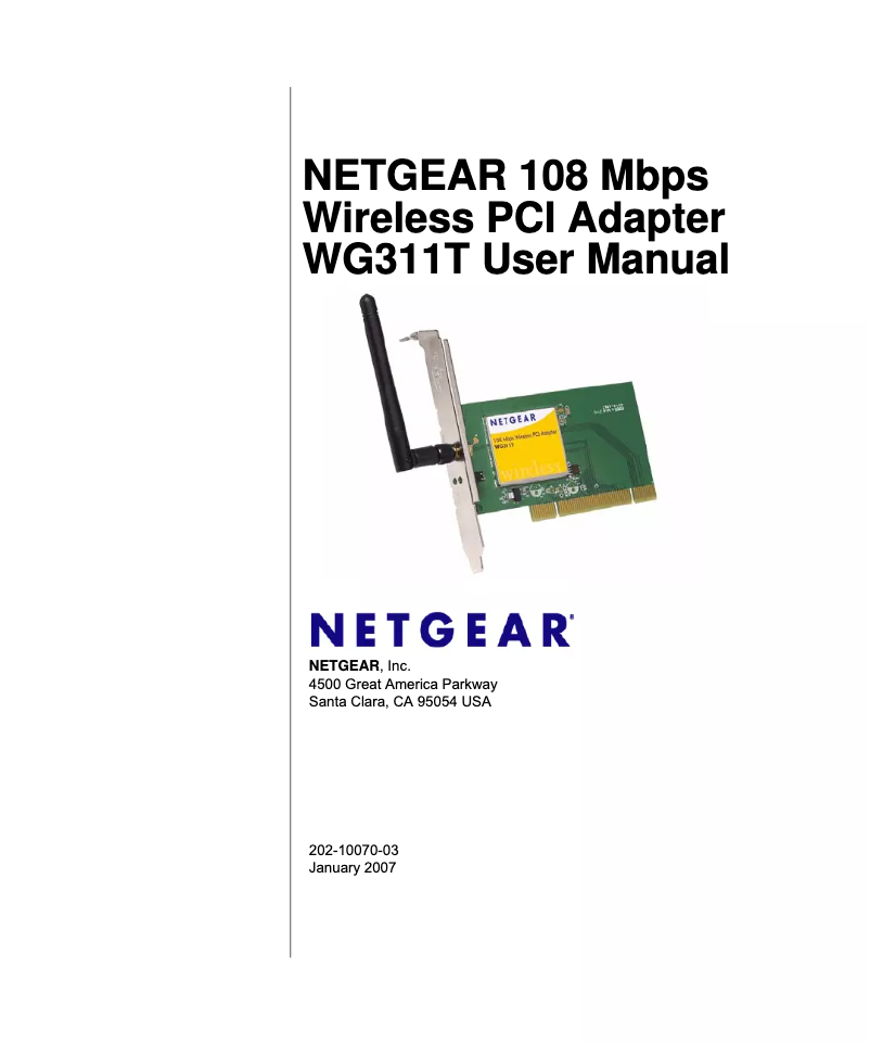 Page 1 de la notice Manuel utilisateur Netgear WG311
