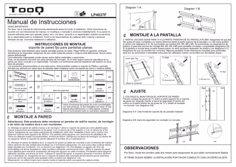 Page n°1 - Manuel utilisateur TooQ LP4037F