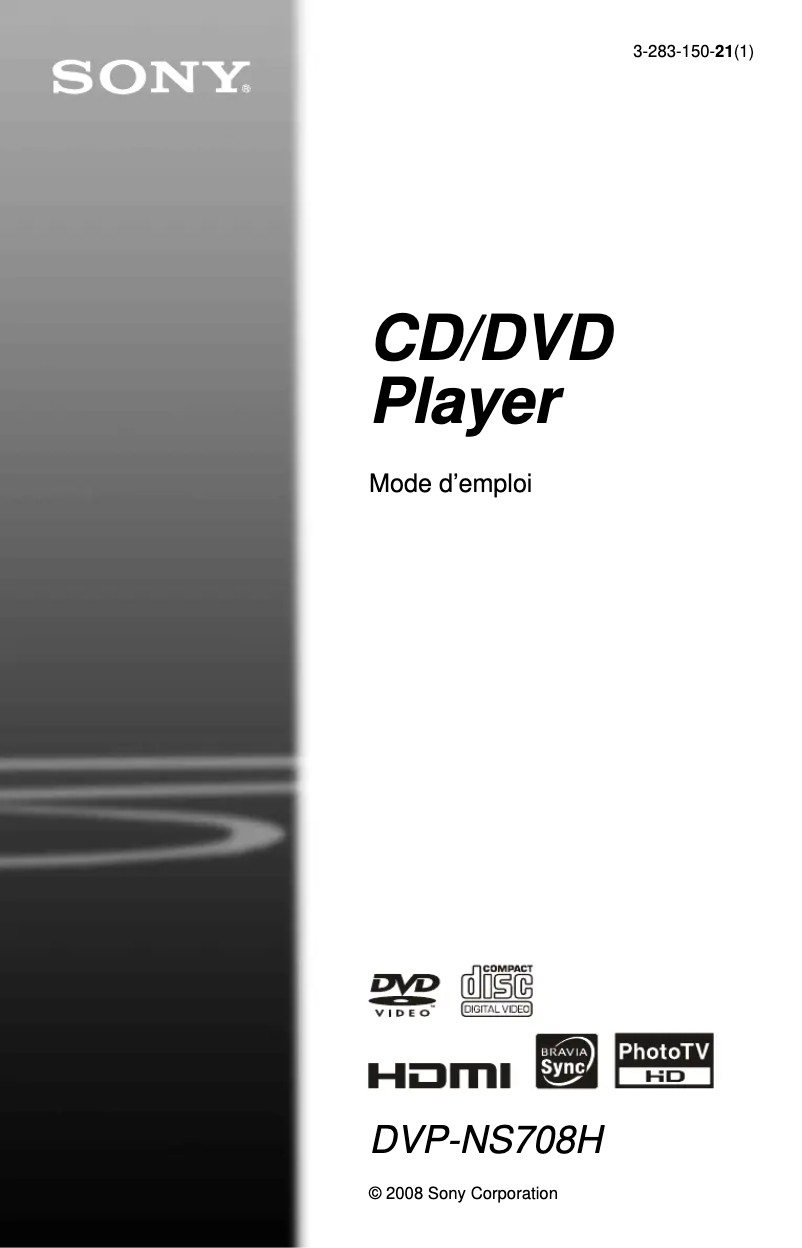 Page 1 de la notice Manuel utilisateur Sony DVP-NS708H