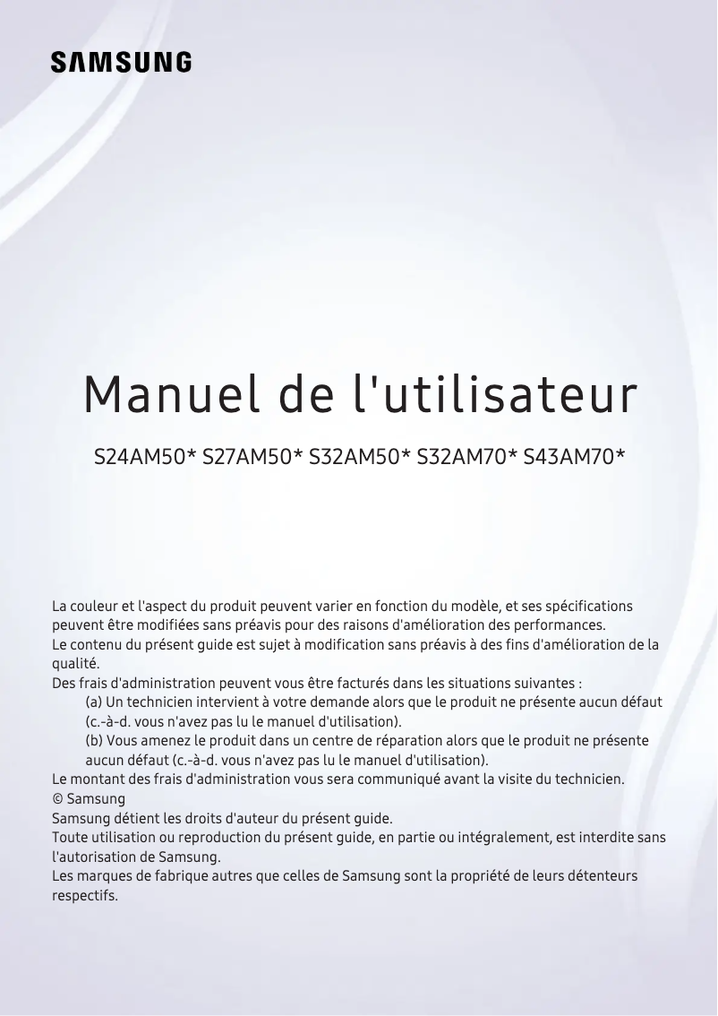 Page 1 de la notice Manuel utilisateur Samsung M7