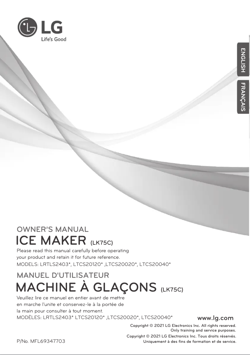 Page 1 de la notice Manuel utilisateur LG LK75C