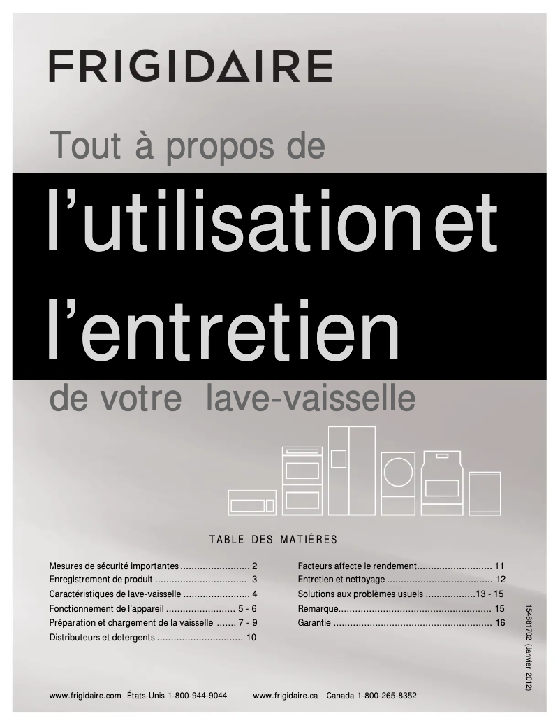 Image de la première page du manuel de l'appareil FFBD2409LM