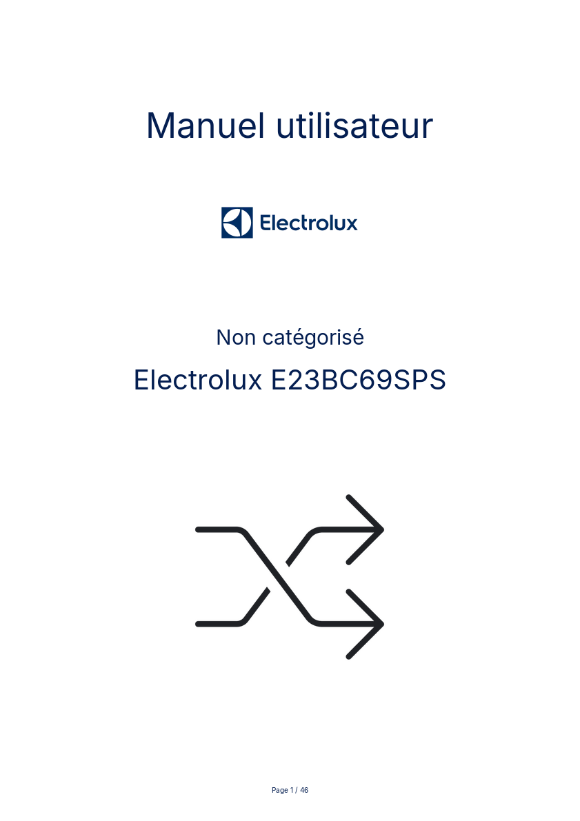 Page n°1 - Manuel utilisateur Electrolux E23BC69SPS