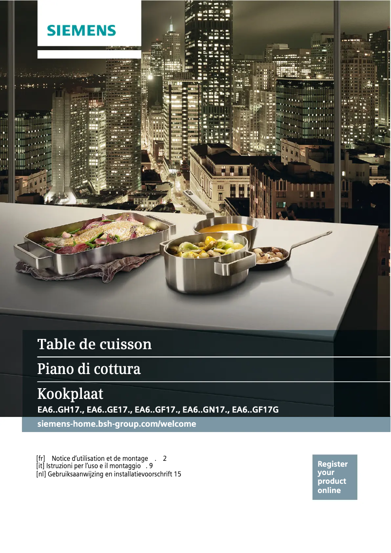 Page 1 de la notice Manuel utilisateur Siemens EA645GN17