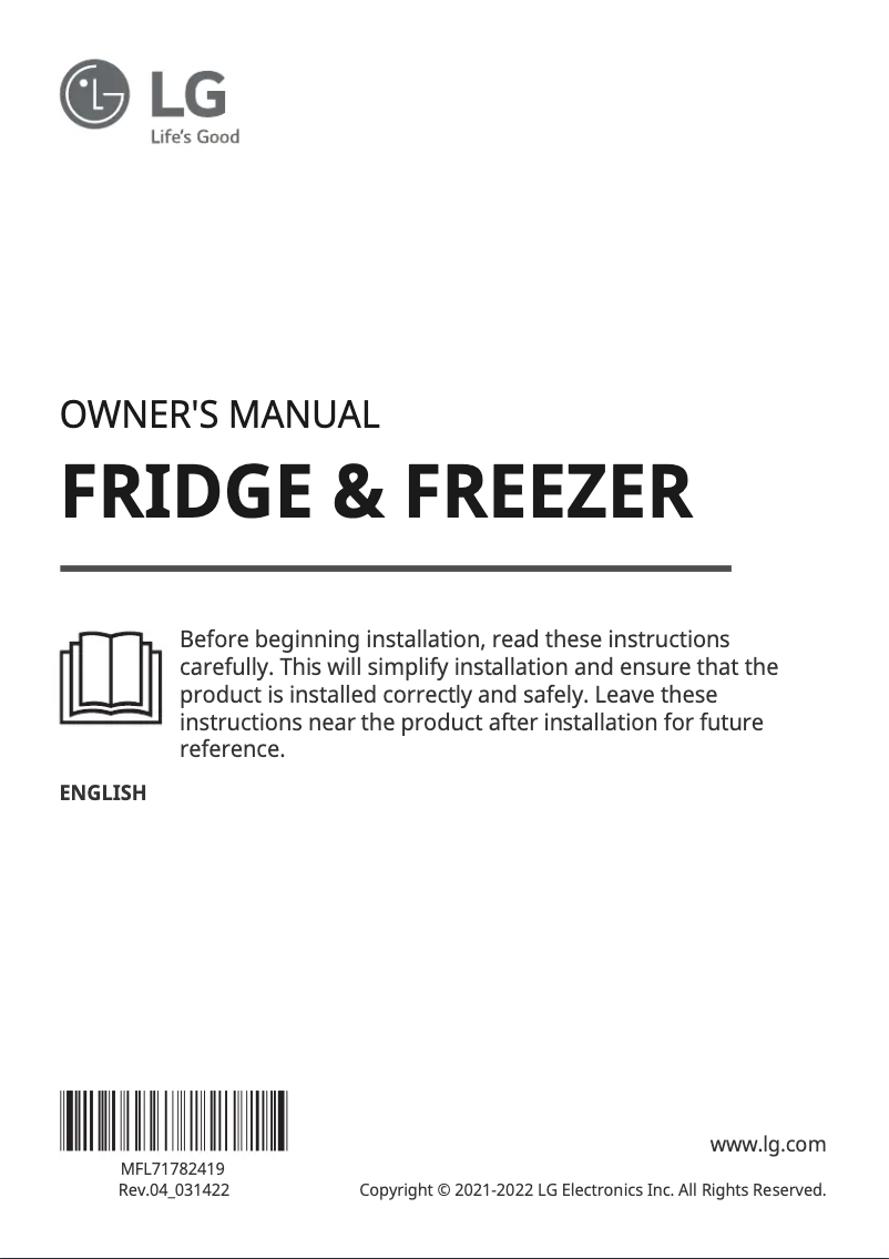 Page 1 de la notice Manuel utilisateur LG GMJ844PZKV