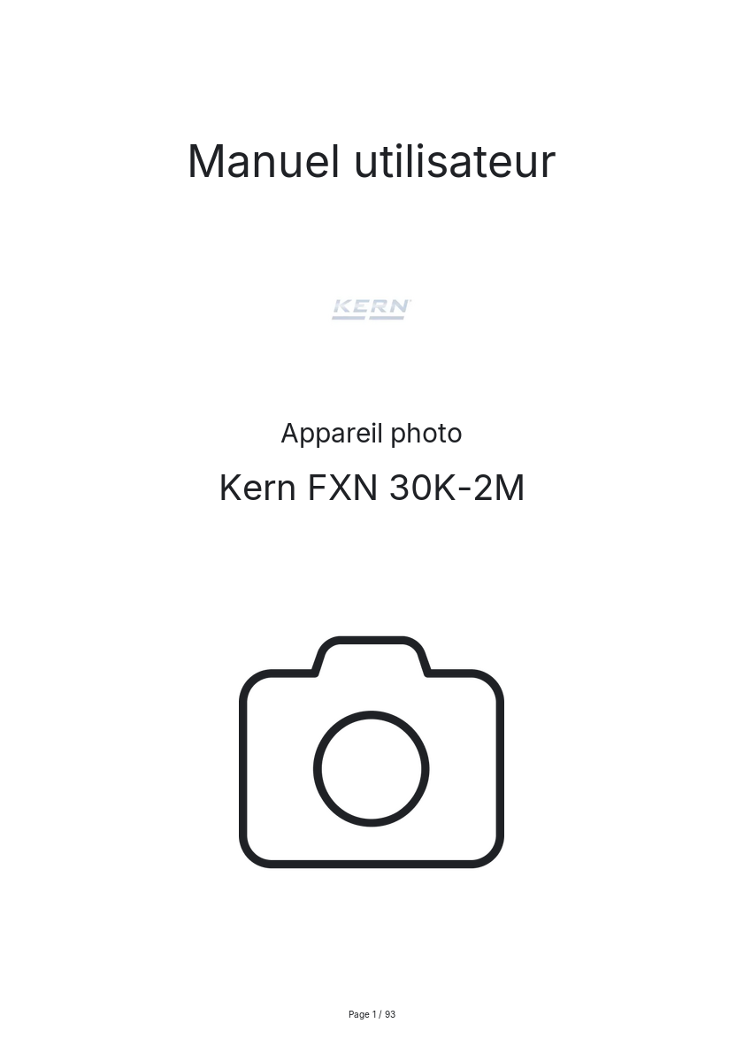 Page n°1 - Manuel utilisateur Kern FXN 30K-2M
