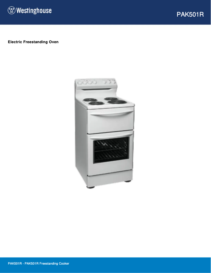 Page 1 de la notice Manuel utilisateur Westinghouse PAK501R