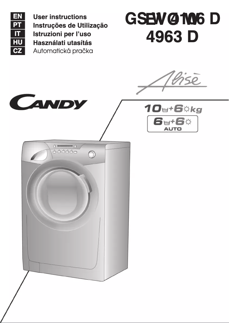 Page n°1 - Manuel utilisateur Candy GS W4106D-S
