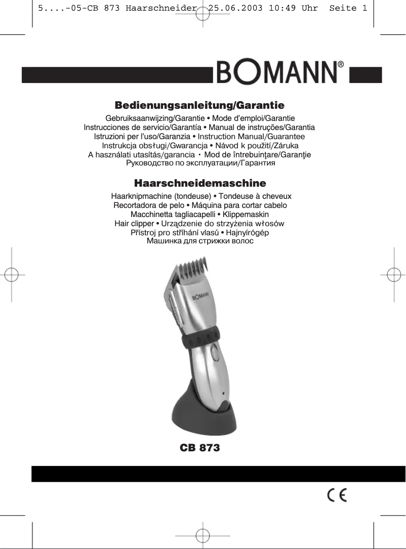 Page 1 de la notice Manuel utilisateur Bomann CB 873