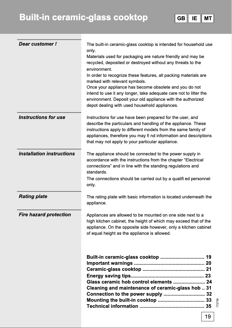 Page n°1 - Manuel utilisateur Gorenje ECT 780