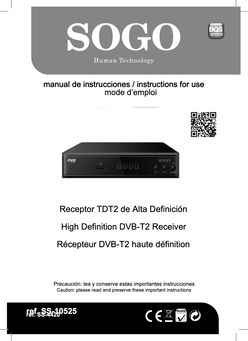 Page 1 de la notice Manuel utilisateur Sogo SS-4420