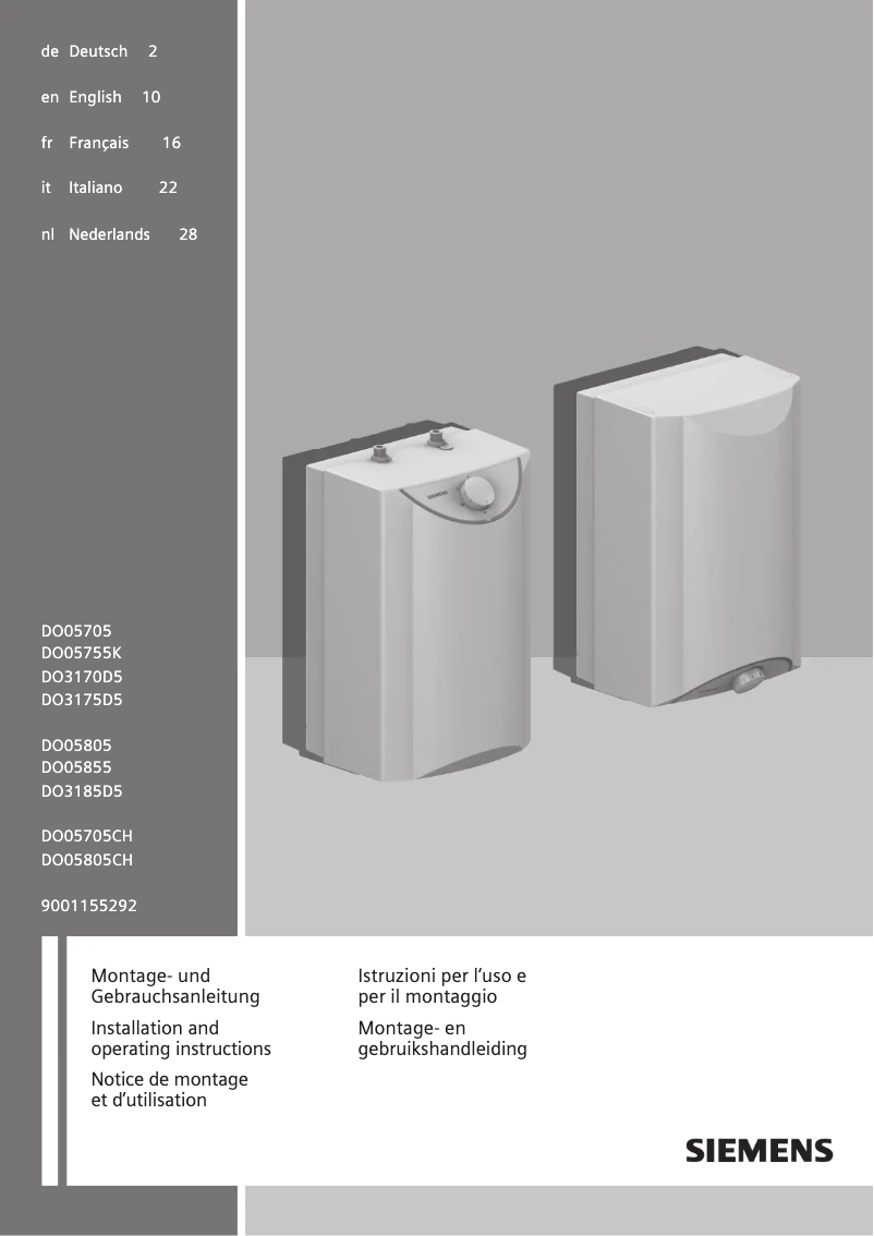 Page 1 de la notice Manuel utilisateur Siemens DO05855