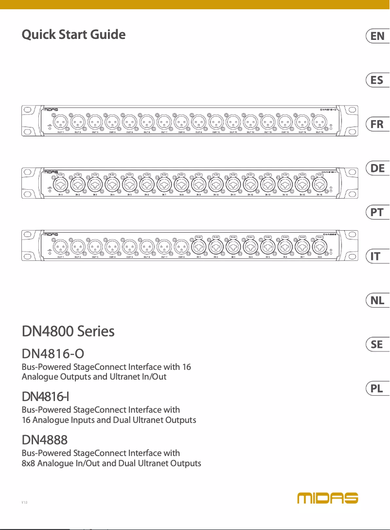 Page 1 de la notice Guide de démarrage rapide Midas DN4816-O