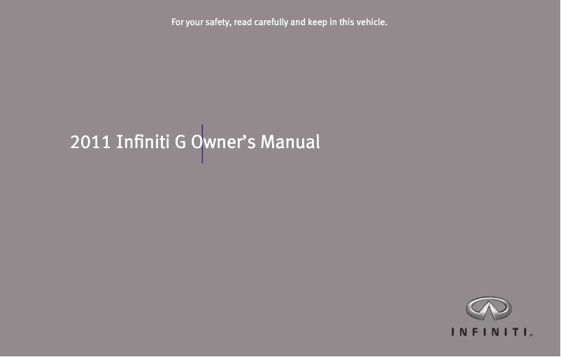 Page 1 de la notice Manuel utilisateur Infiniti G Sedan (2011)
