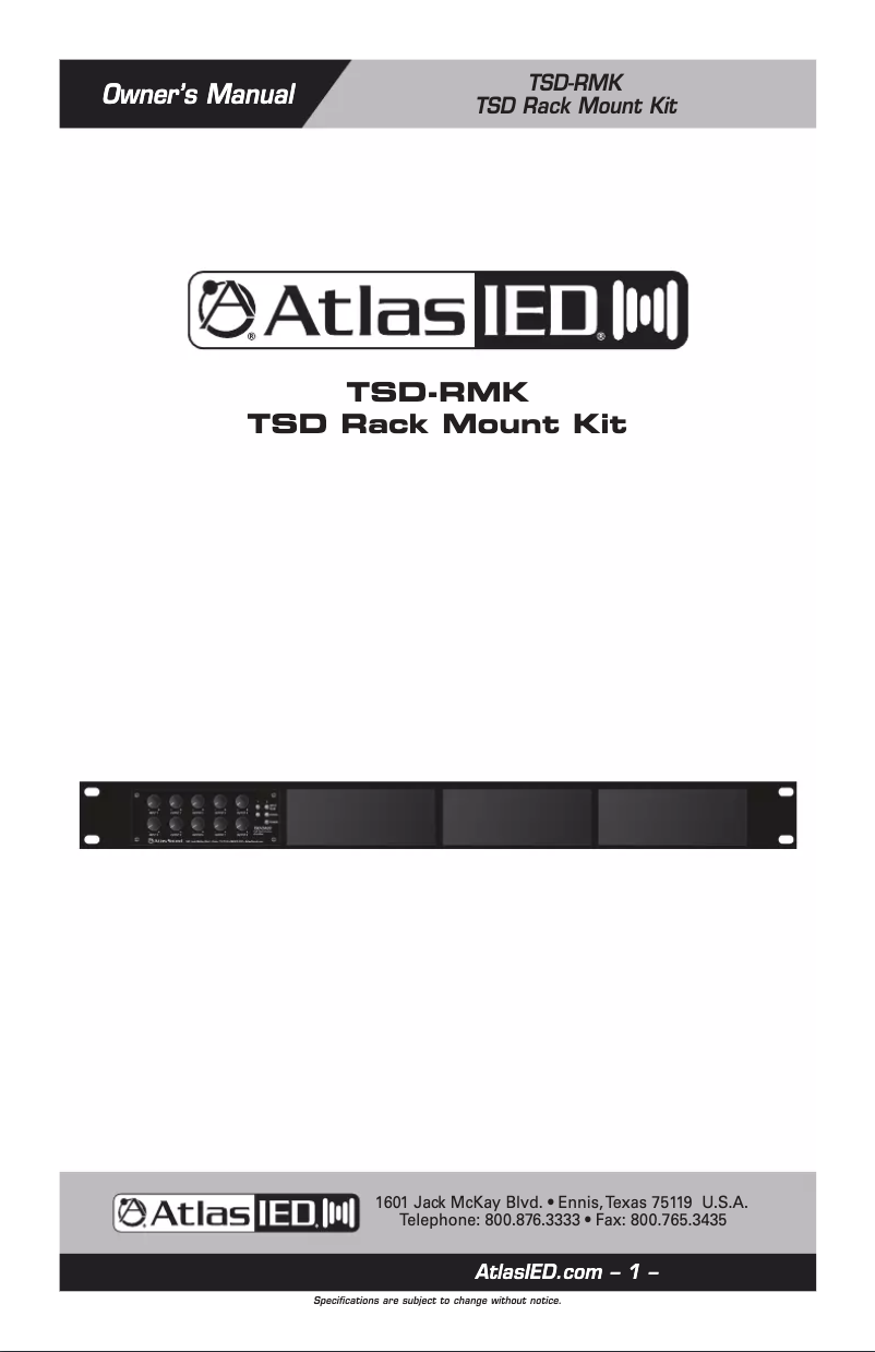 Page n°1 - Manuel utilisateur Atlas TSD-RMK