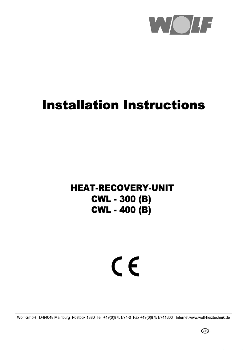 Page n°1 - Manuel utilisateur Wolf CWL-T-300