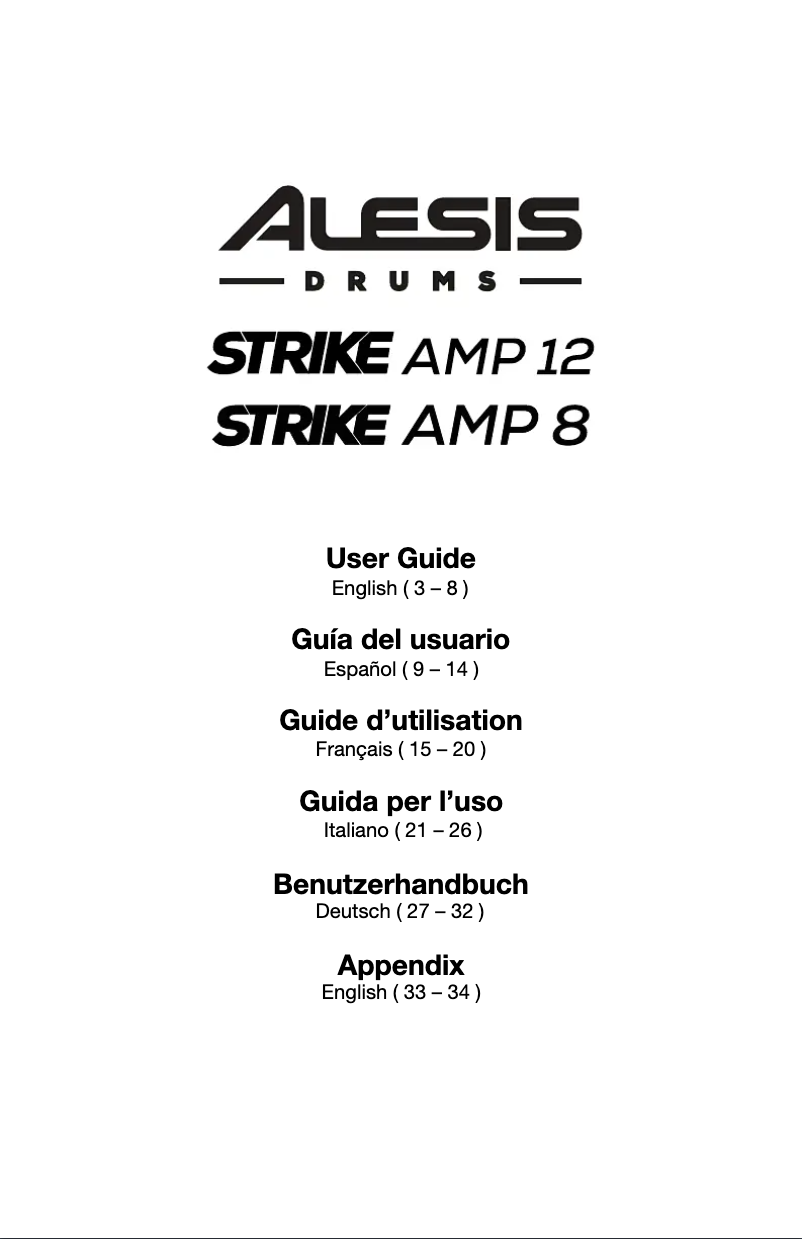 Page n°1 - Manuel utilisateur Alesis Strike Amp 12