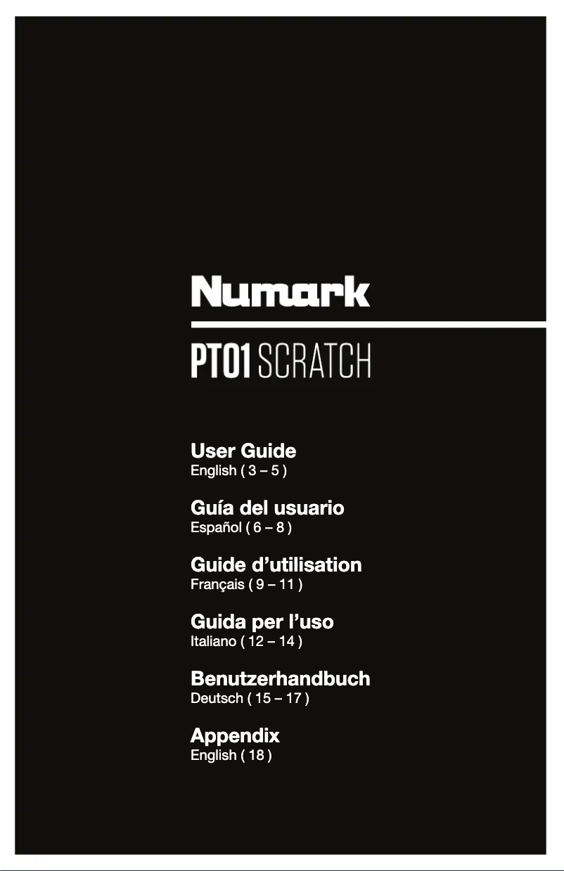 Page 1 de la notice Manuel utilisateur Numark PT01 Touring