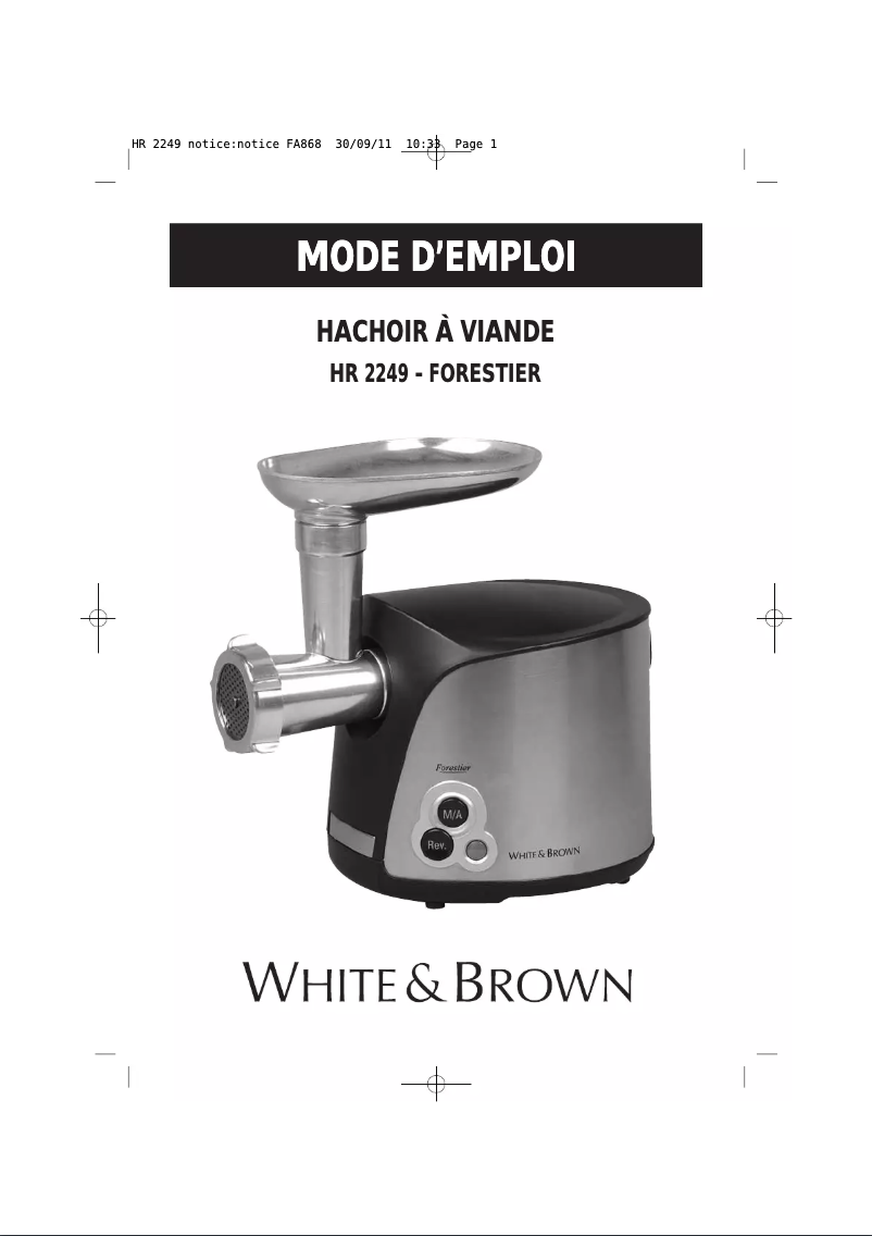 Page n°1 - Manuel utilisateur White And Brown HR 2249