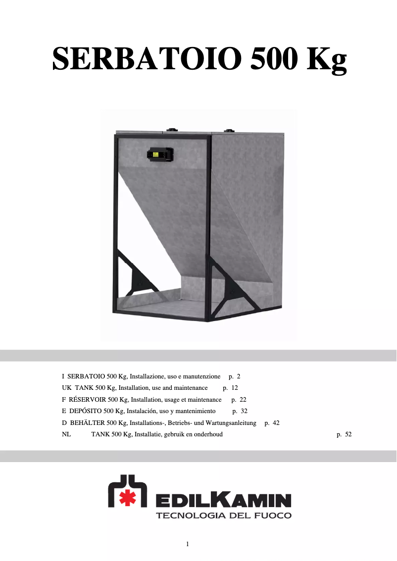 Image de la première page du manuel de l'appareil SERBATOIO 500 Kg