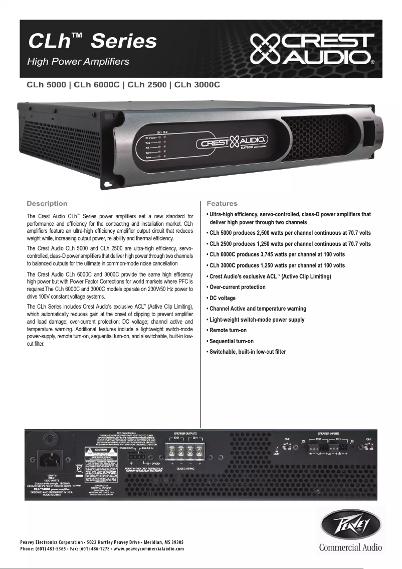 Page n°1 - Fiche technique Crest Audio CLh 3000C