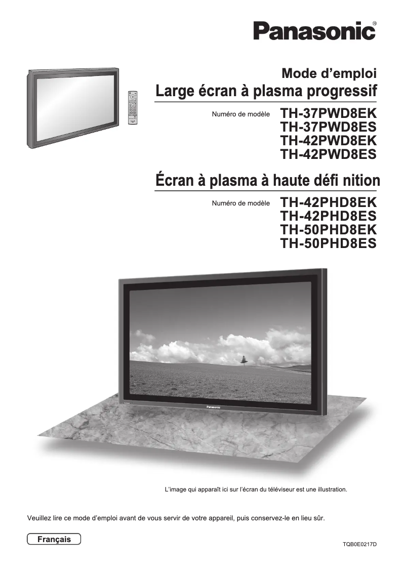 First page image of the manual for Viera TH-37PWD8ES