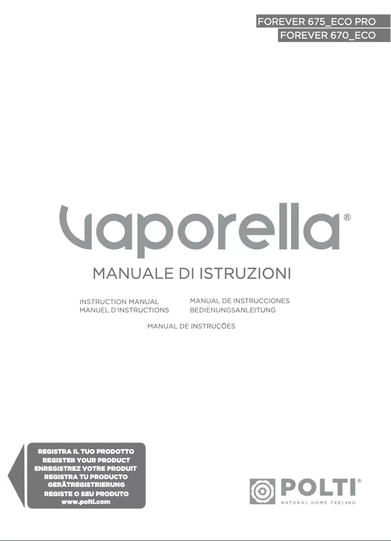 Page 1 de la notice Manuel utilisateur Polti Vaporella Forever 675 ECO PRO