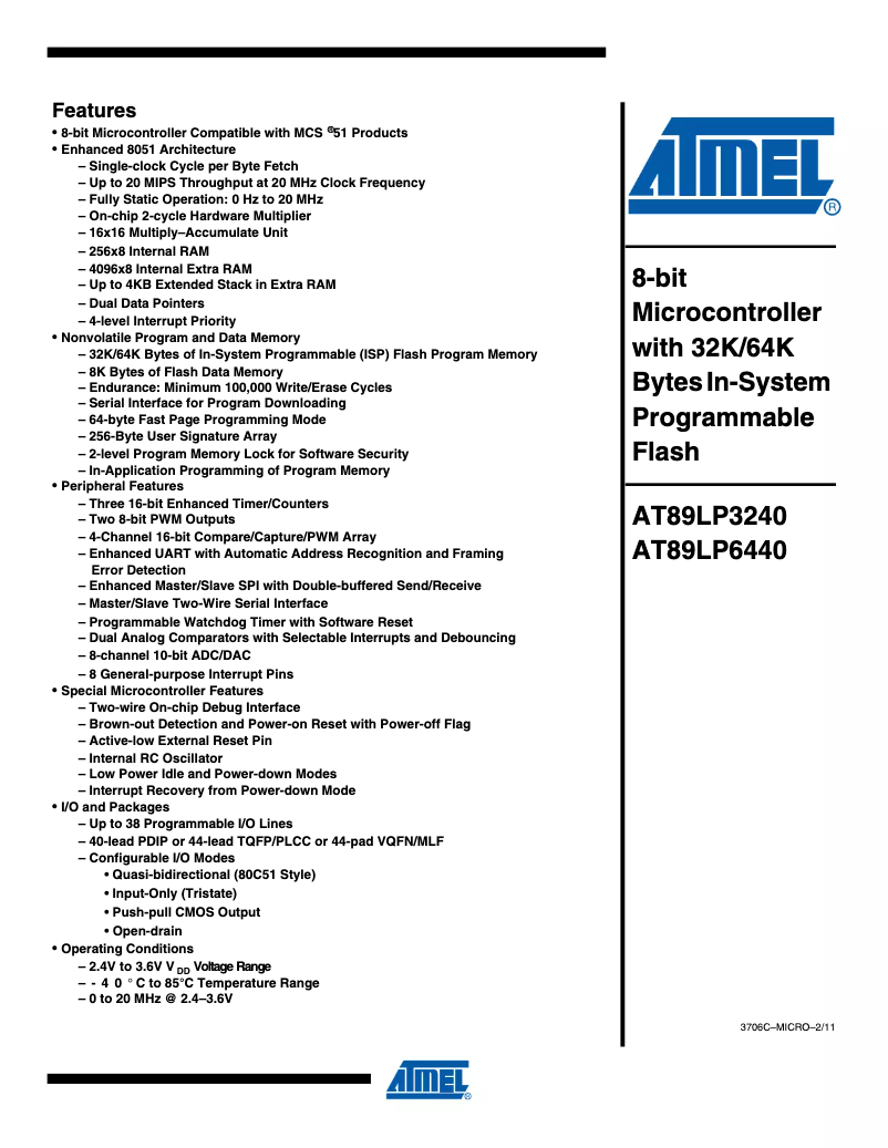 Página 1 del manual Manual de usuario Microchip AT89LP6440