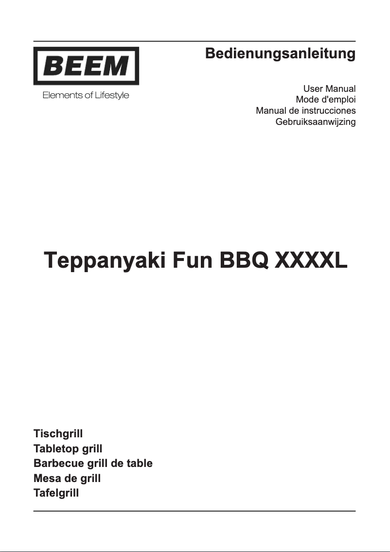 Page 1 de la notice Manuel utilisateur BEEM Teppanyaki Fun BBQ XXXXL