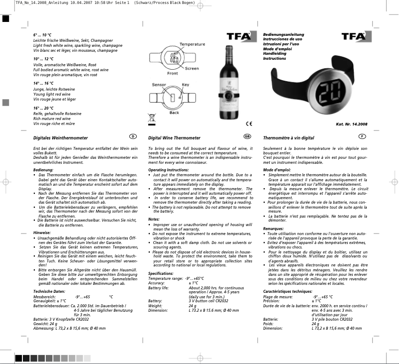 Imagen de la primera página del manual del dispositivo 14.2008
