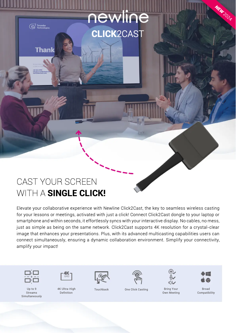 Page n°1 - Fiche technique Newline Click2Cast