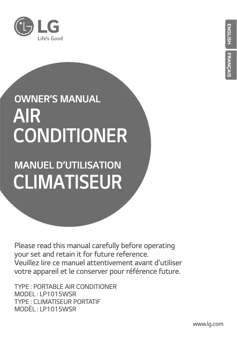 Image de la première page du manuel de l'appareil LP1015WSR