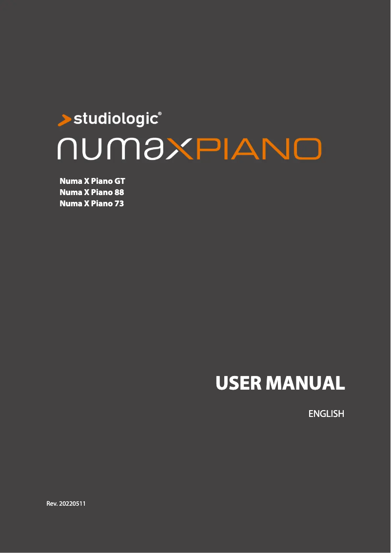 Page 1 de la notice Manuel utilisateur Studiologic Numa X Piano 88