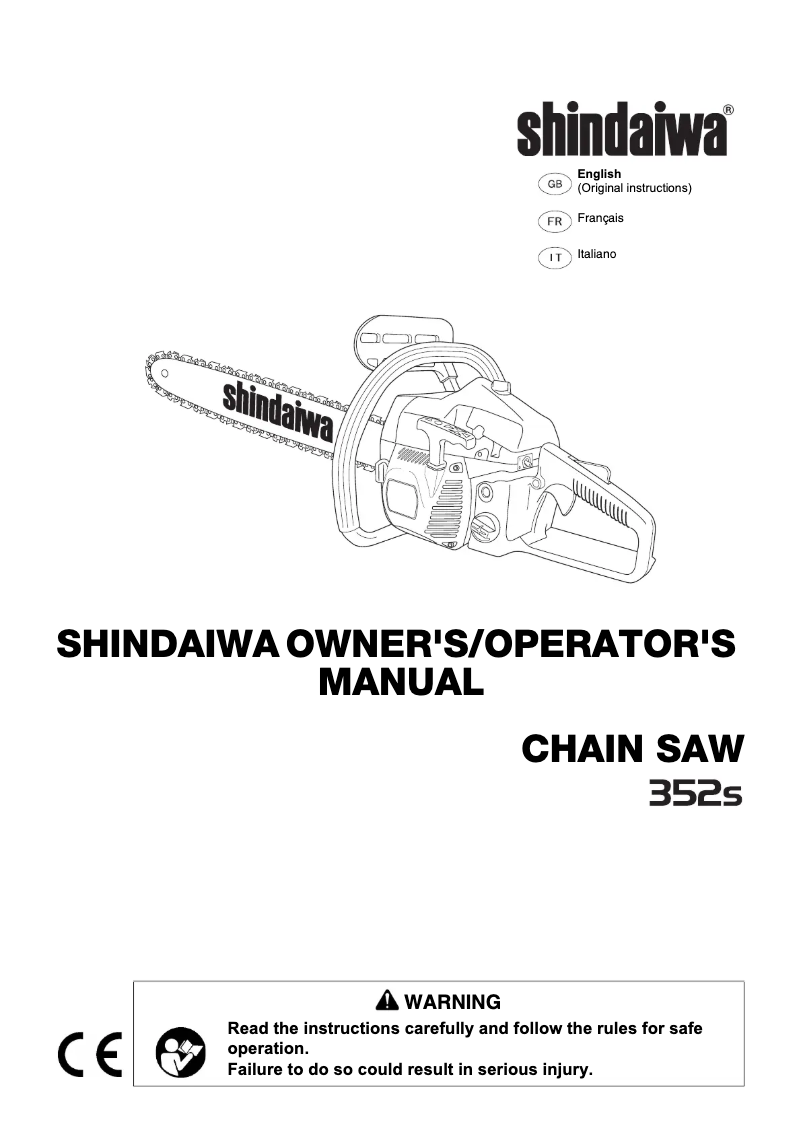 Page 1 de la notice Manuel utilisateur Shindaiwa 352s