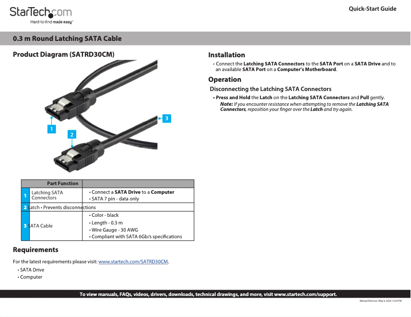 Page n°1 - Manuel utilisateur StarTech.com SATRD30CM