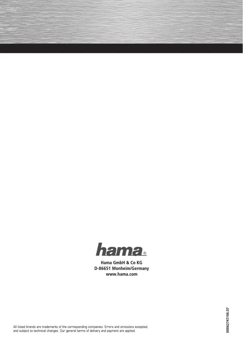Page n°1 - Manuel utilisateur Hama 00062747