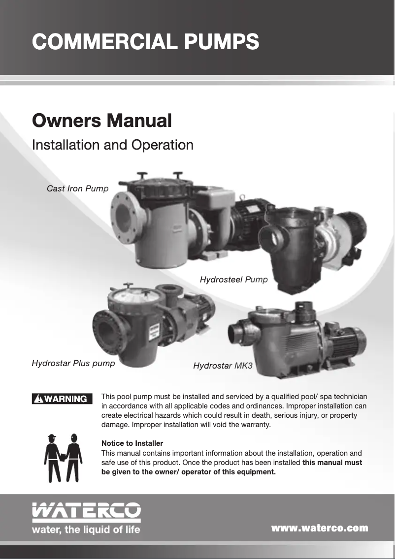 Page 1 de la notice Manuel utilisateur Waterco Hydrostar MK3