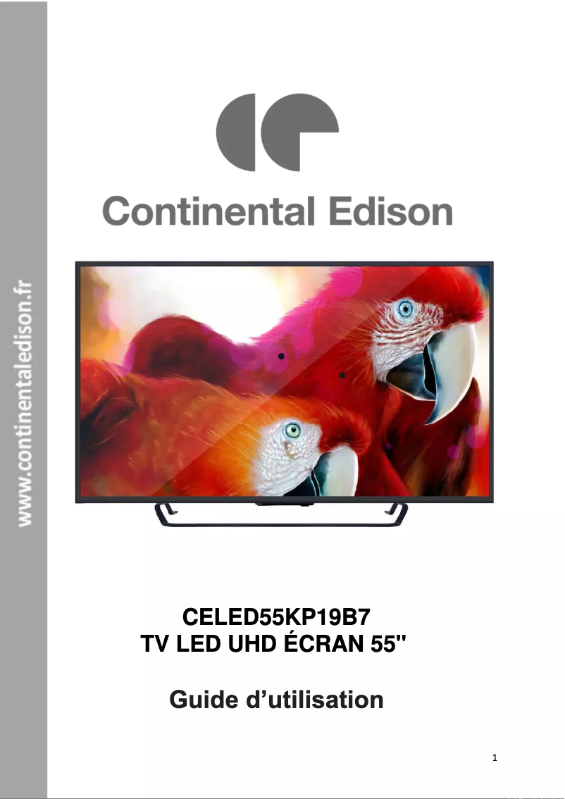 Page 1 de la notice Manuel utilisateur Continental Edison CELED55KP19B7