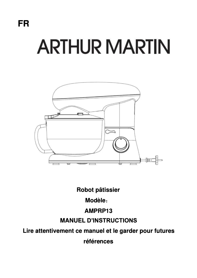 Page n°1 - Manuel utilisateur Arthur Martin AMPRP13