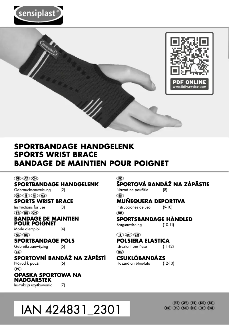 Page 1 de la notice Manuel utilisateur Sensiplast IAN 424831