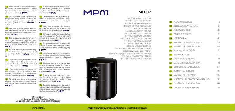 Page 1 de la notice Manuel utilisateur MPM MFR-12