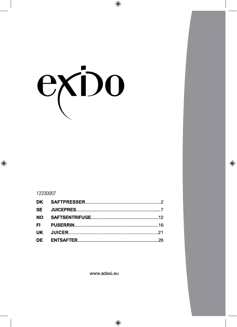 Page 1 de la notice Manuel utilisateur Exido 12230007