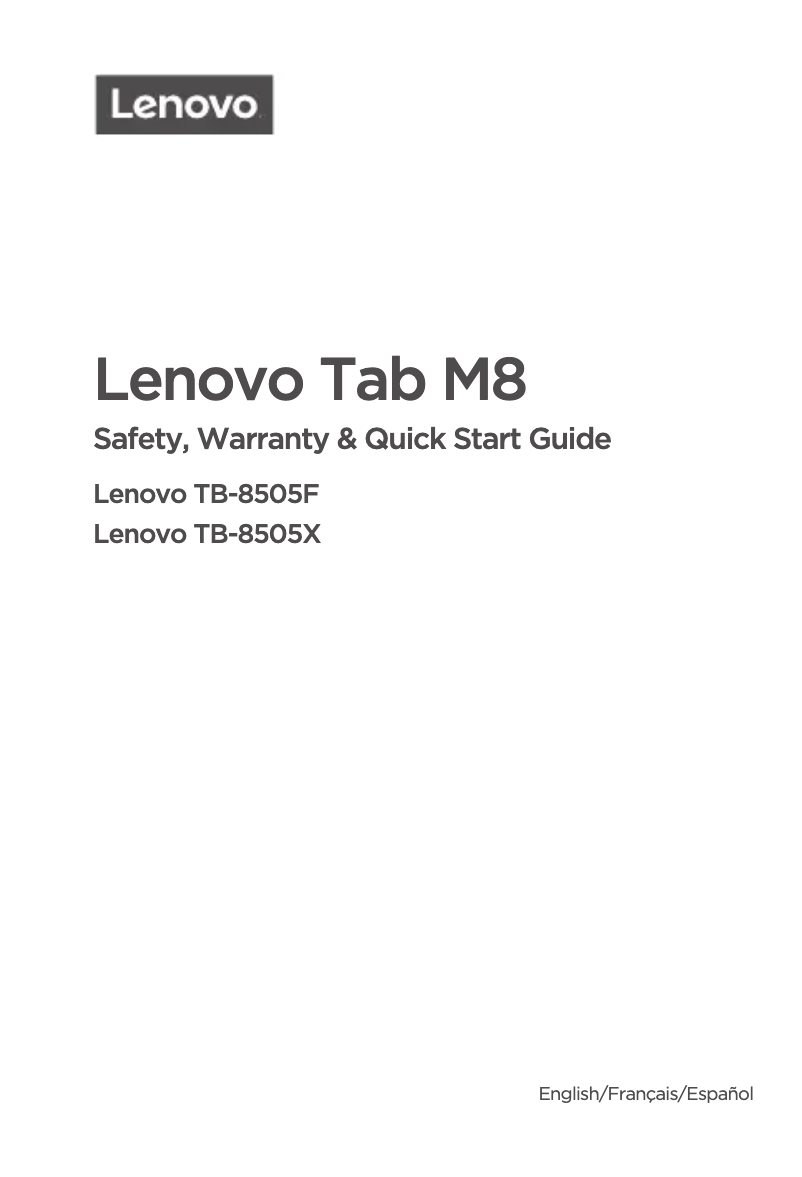 Page 1 de la notice Manuel utilisateur Lenovo Tab M8 HD