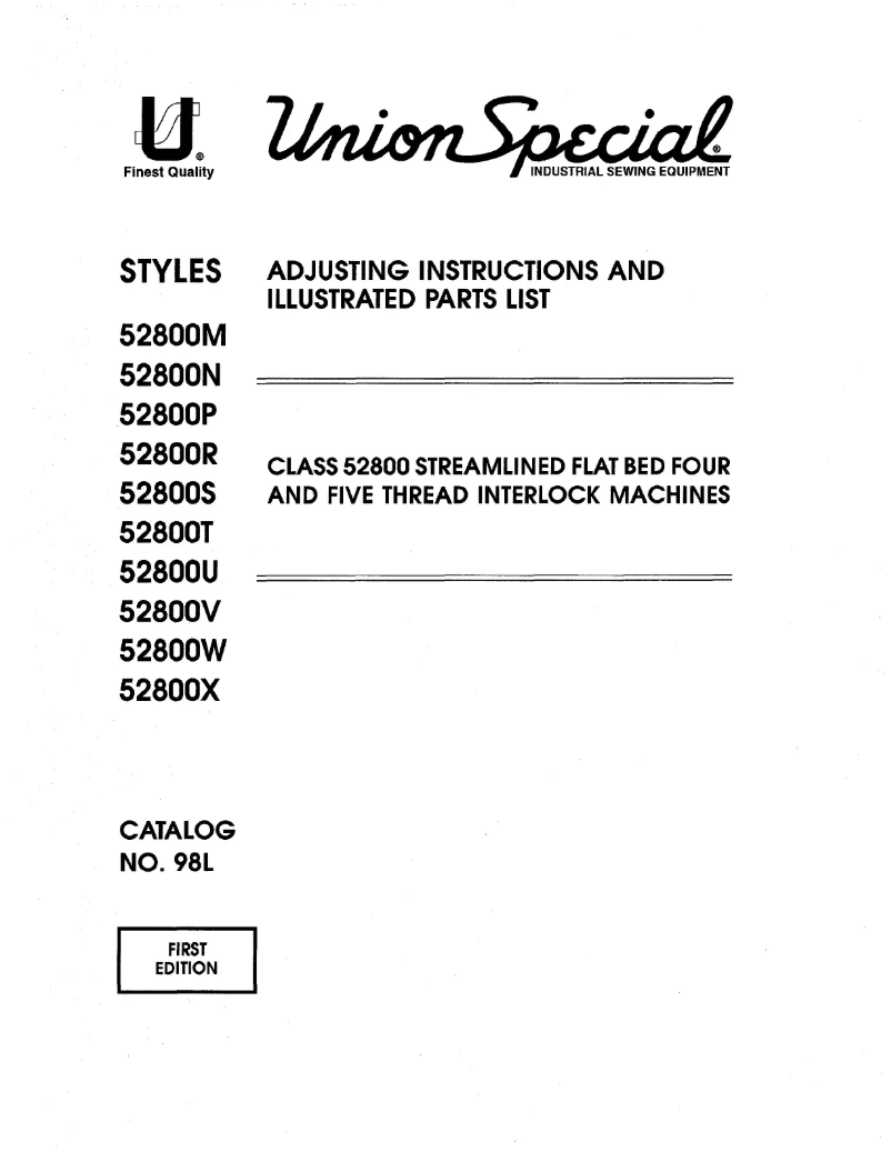 Page 1 de la notice Manuel utilisateur Union Special 52800P