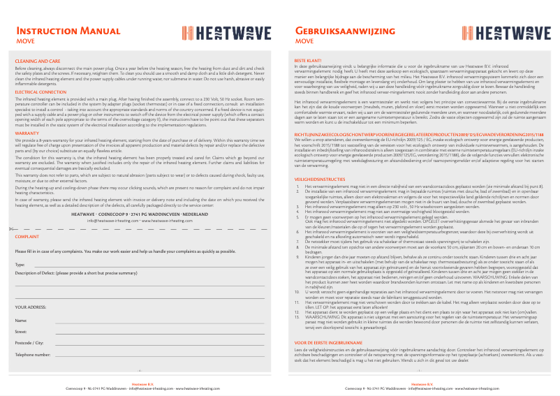 Page n°1 - Manuel utilisateur Heatwave Move 900