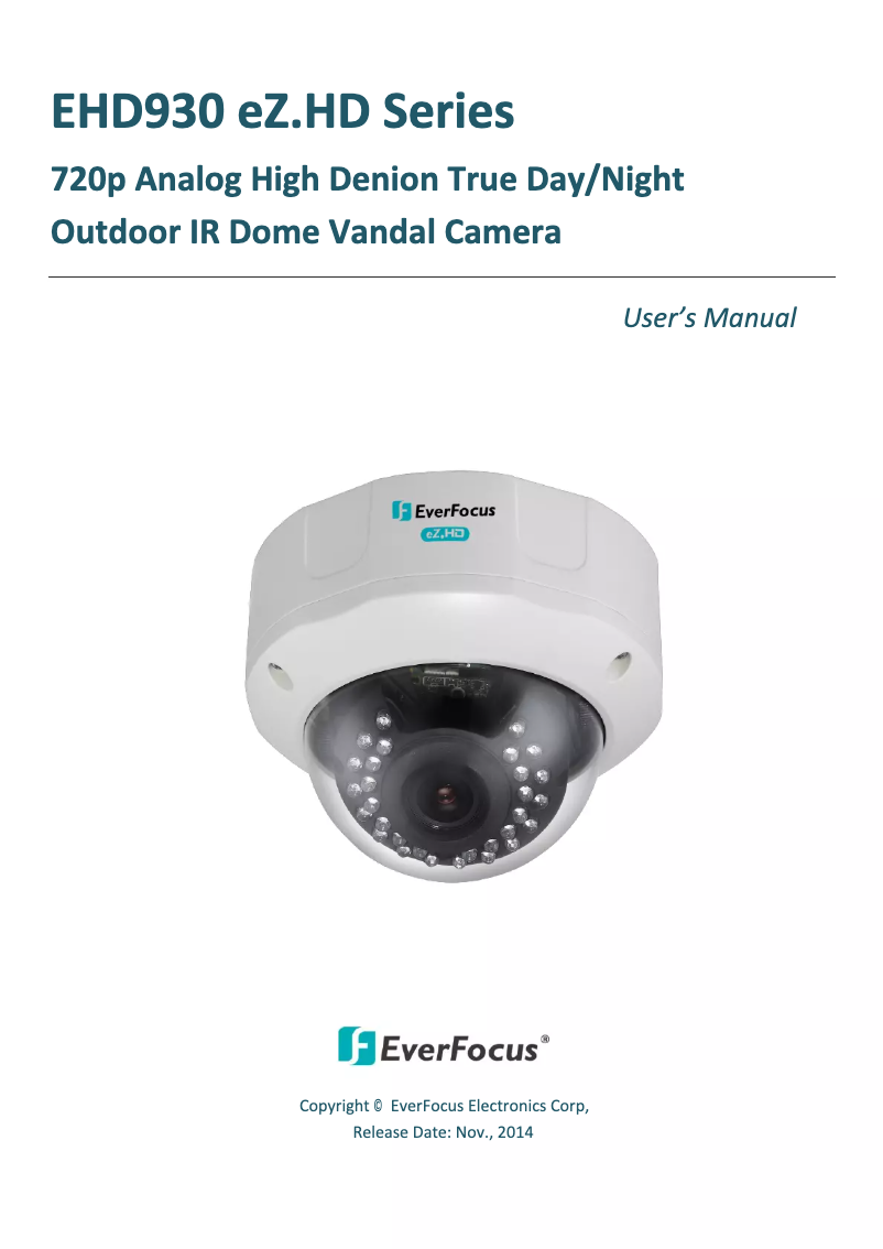 Page 1 de la notice Manuel utilisateur EverFocus EHD930